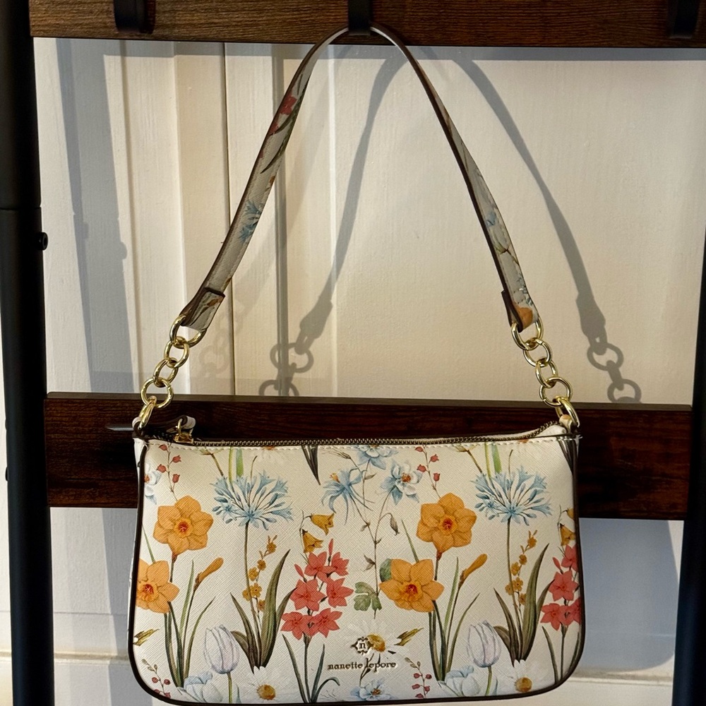 Nanette Lepore Floral Baguette Shoulder Bag | Spring Cottagecore Purse | NWT